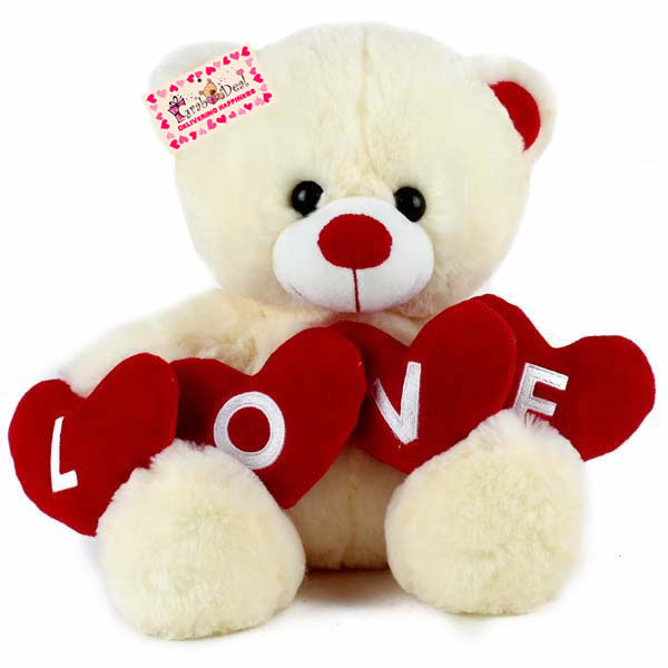 Grabadeal LOVE Teddy Bear Valentine Gift (Cream) - 40 cm
